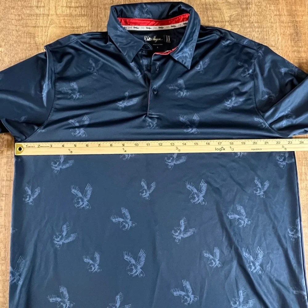 Walter Hagen 11 Majors Mens Navy Blue Eagle Print Golf Polo Shirt Large